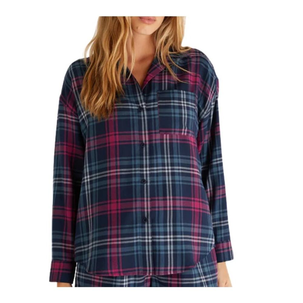Z Supply Road Trip Plaid Shirt in Midnight Blue Button Down Size S NWT